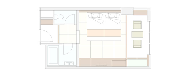 和モダンツインルーム8畳間取図