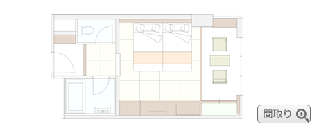 和モダンツインルーム8畳間取図